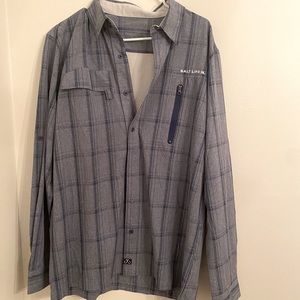 Salt Life SLX Men's Button Down Long Sleeve Vented Shirt Size L Plaid